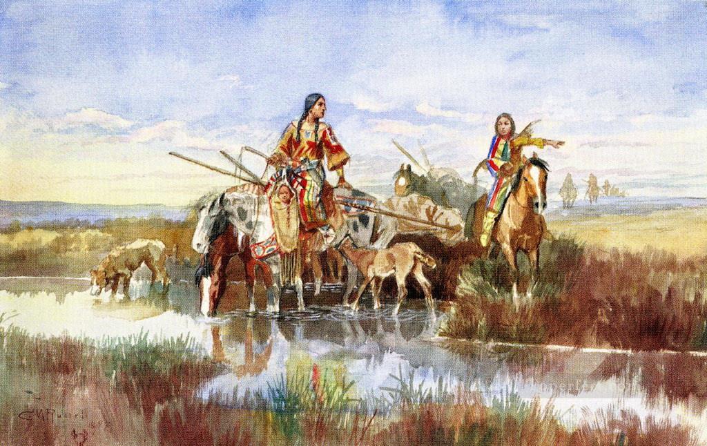 Letzte Chance oder Büste 1900 Charles Marion Russell Indianer Ölgemälde